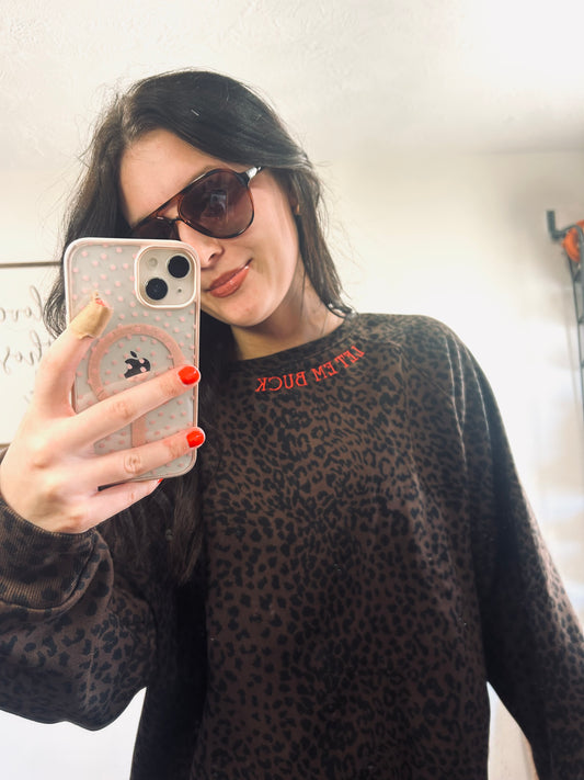 'LET EM BUCK' Leopard Crewneck