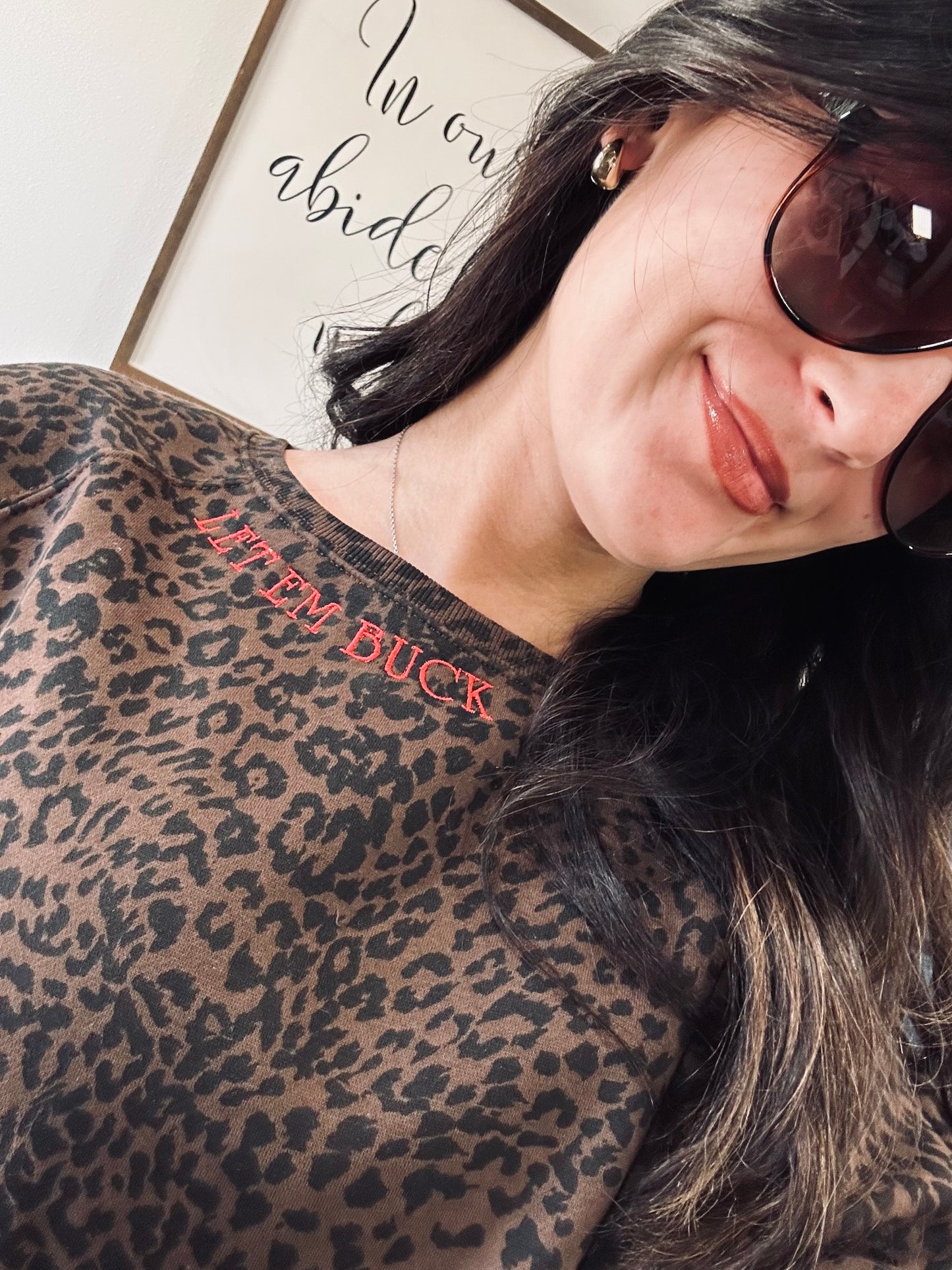 'LET EM BUCK' Leopard Crewneck