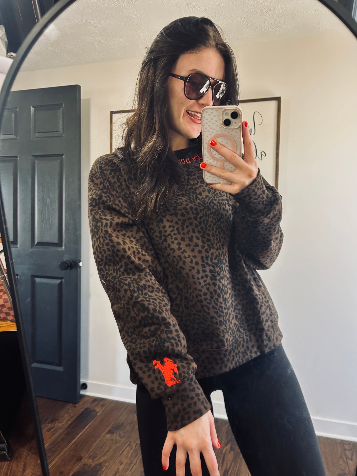 'LET EM BUCK' Leopard Crewneck