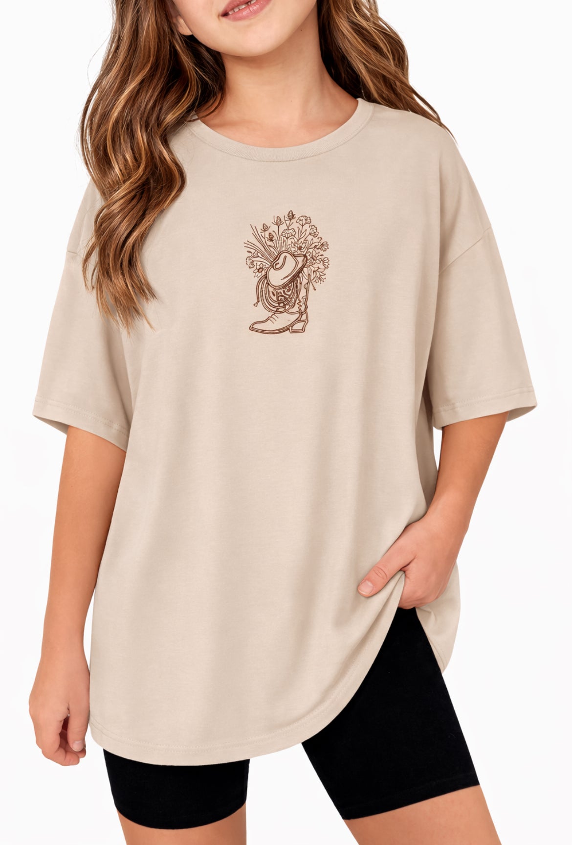 Boots and Blooms Kids Oversized Tee
